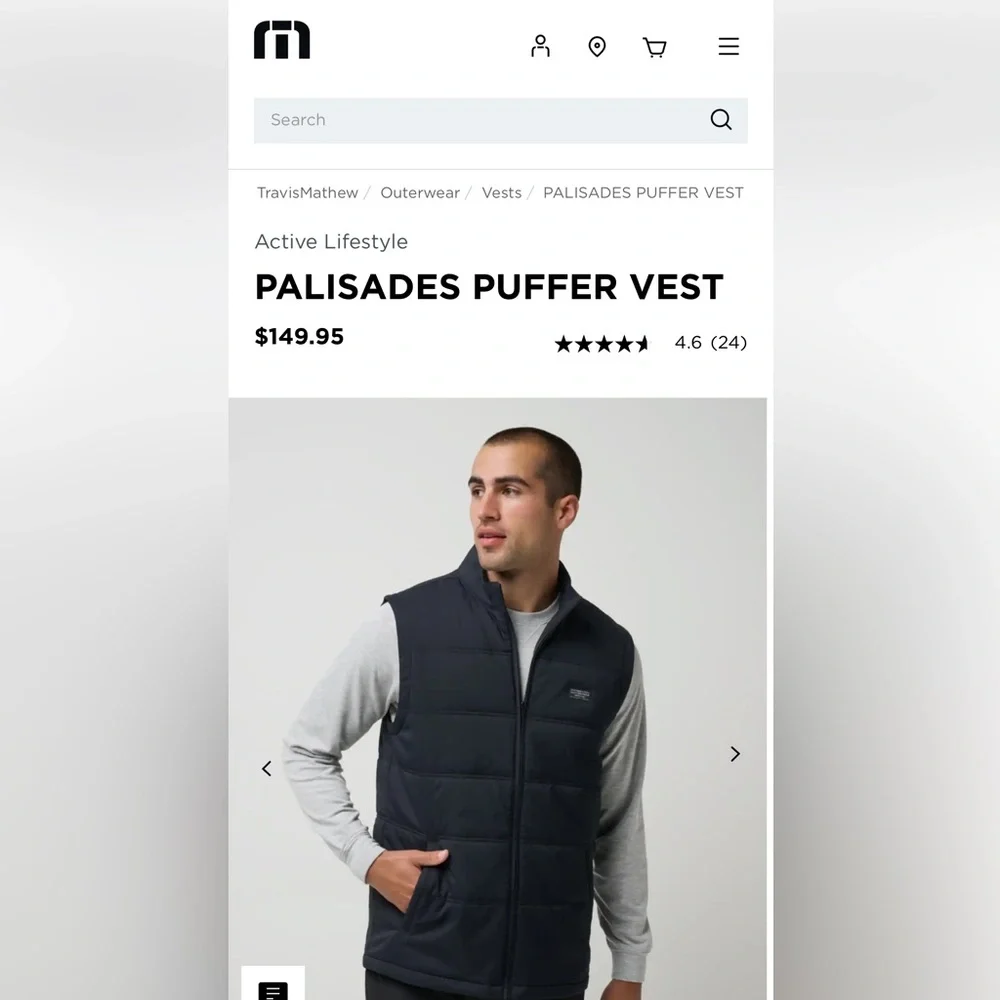 Travis Mathew Men's Gray Puffer Vest, Size XL - Picture 2 of 14